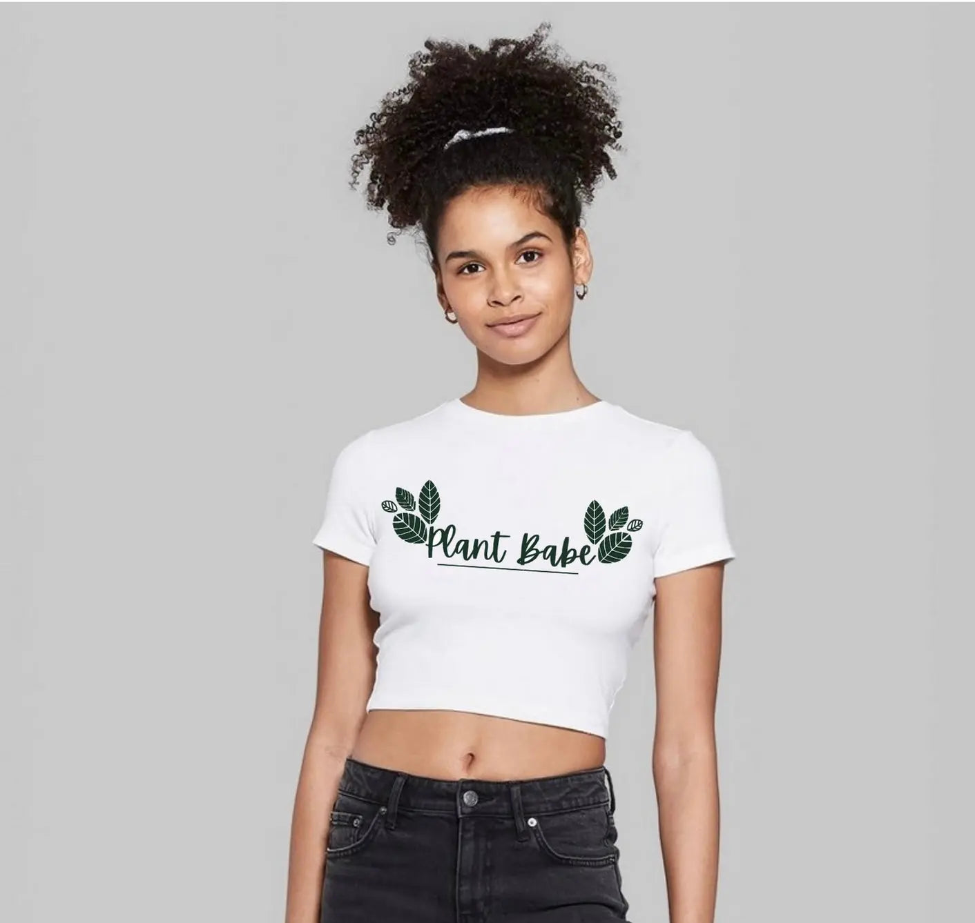 White Plant Babe Crop top DesignedbyAng