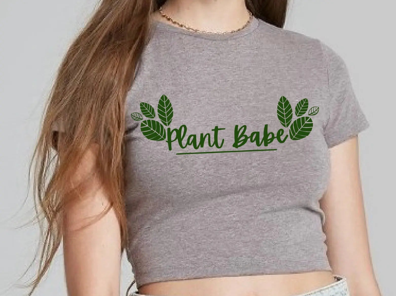 Gray  Plant Babe Crop top DesignedbyAng