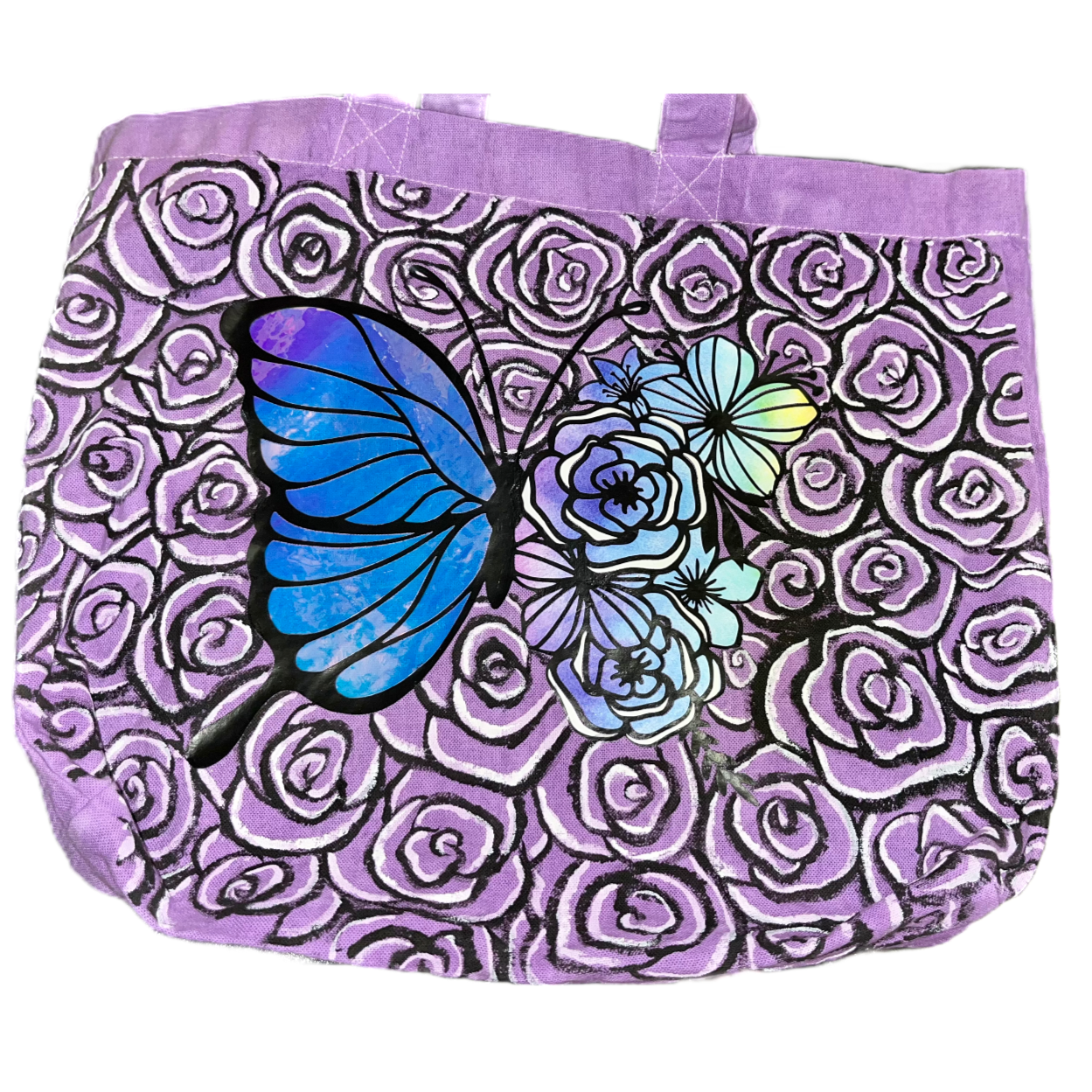 VioletButterflies Holographic Cotton Tote DesignedbyAng